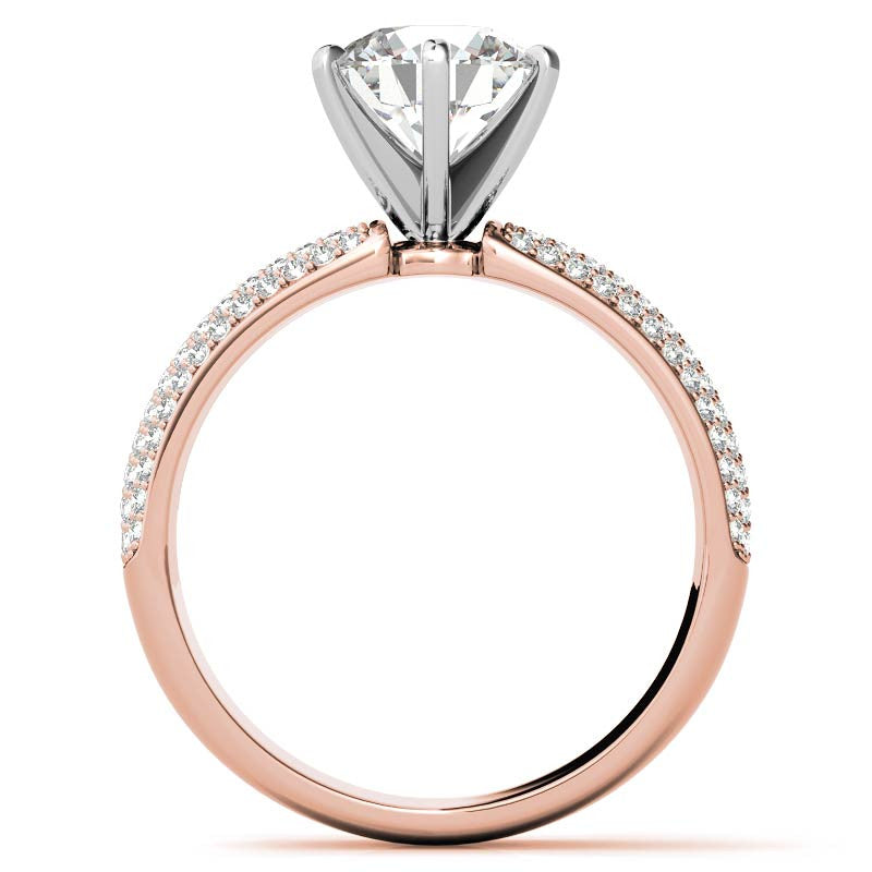 Round Brilliant Moissanite & Diamond Wide Pave Style Engagement Ring