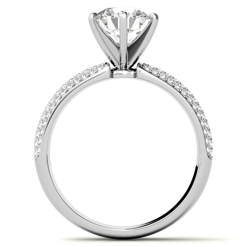 Round Brilliant Moissanite & Diamond Wide Pave Style Engagement Ring