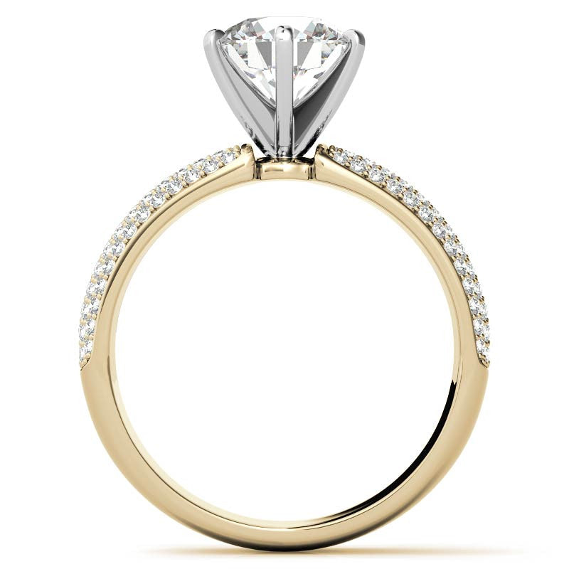 Round Brilliant Moissanite & Diamond Wide Pave Style Engagement Ring