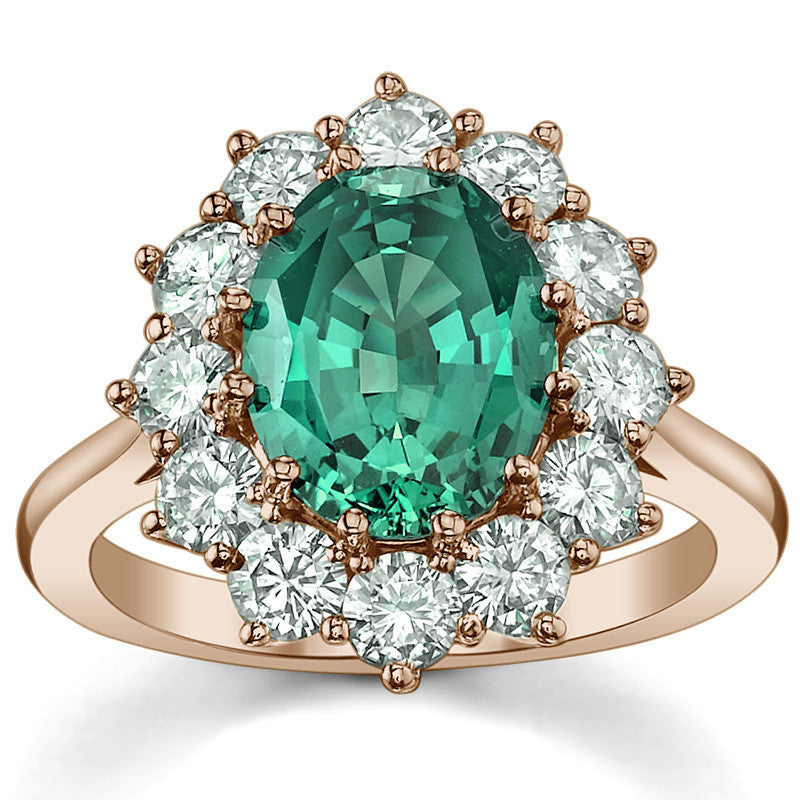 Oval Sapphire and Moissanite Princess Diana Replica Ring