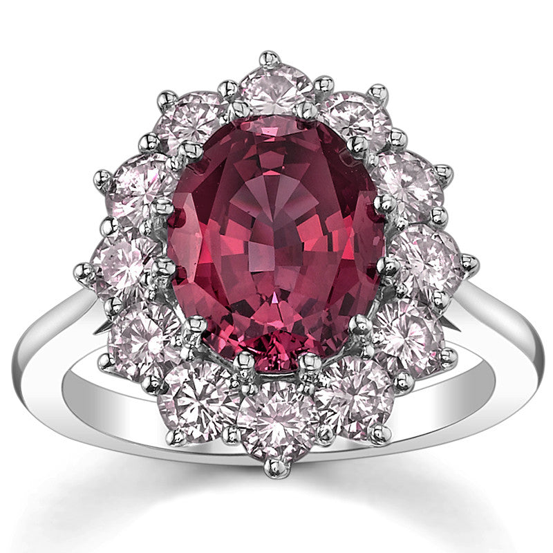 Oval Sapphire and Moissanite Princess Diana Replica Ring