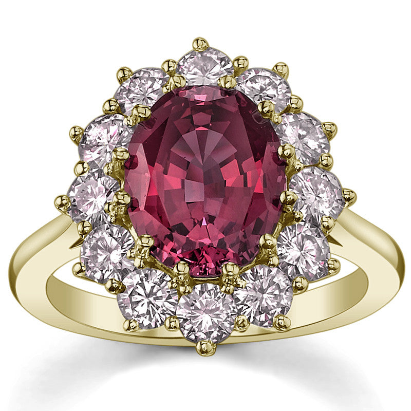 Oval Sapphire and Moissanite Princess Diana Replica Ring