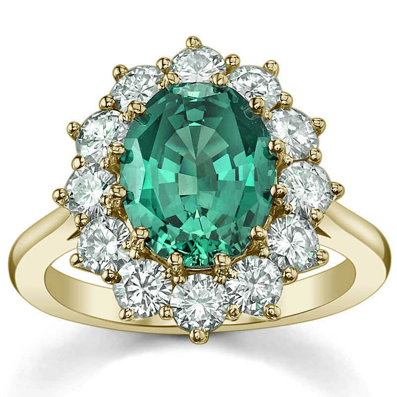 Oval Sapphire and Moissanite Princess Diana Replica Ring