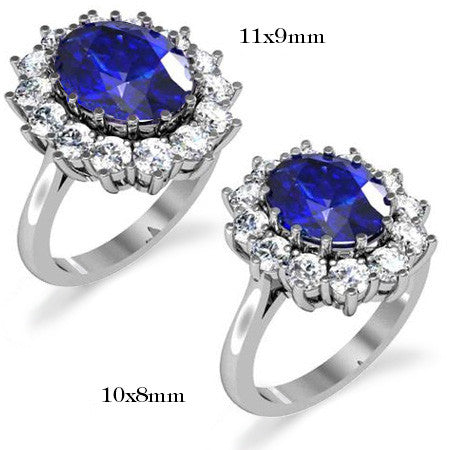 Oval Sapphire and Moissanite Princess Diana Replica Ring