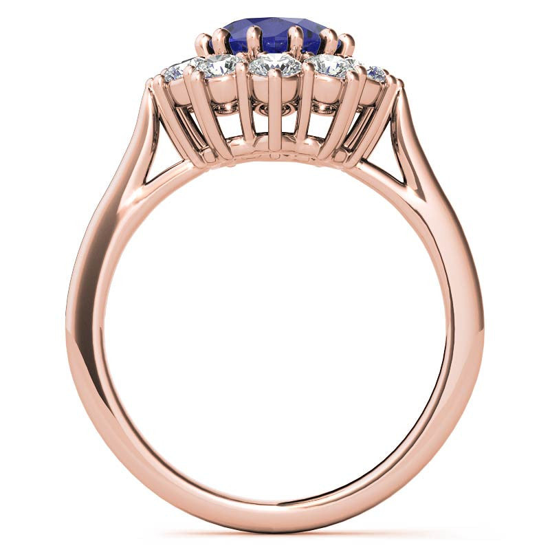 Oval Sapphire and Moissanite Princess Diana Replica Ring