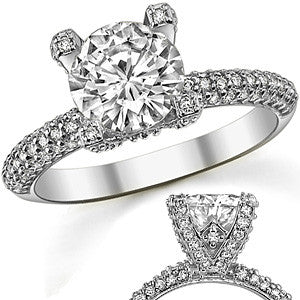 Round Pave Style Moissanite Engagement Ring
