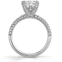 Round Pave Style Moissanite Engagement Ring