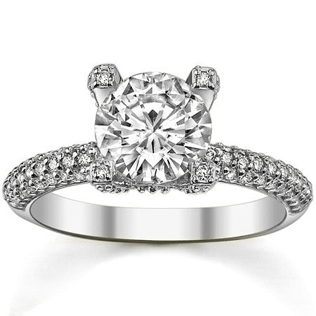 Round Pave Style Moissanite Engagement Ring