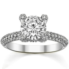Round Pave Style Moissanite Engagement Ring