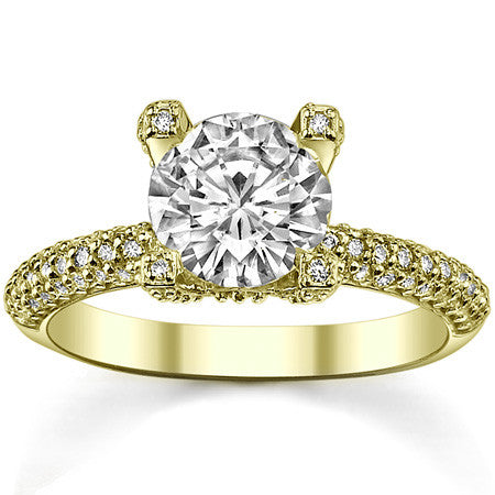 Round Pave Style Moissanite Engagement Ring