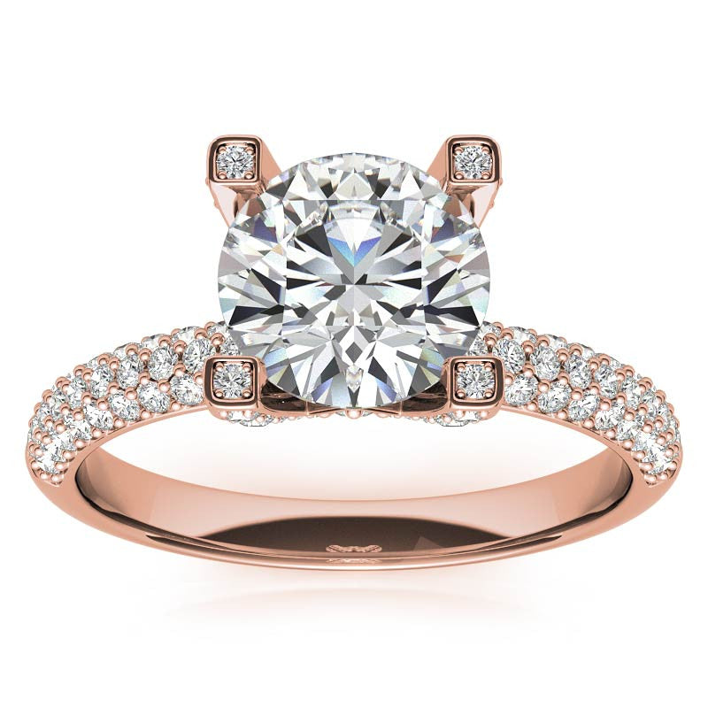 Round Pave Style Moissanite Engagement Ring