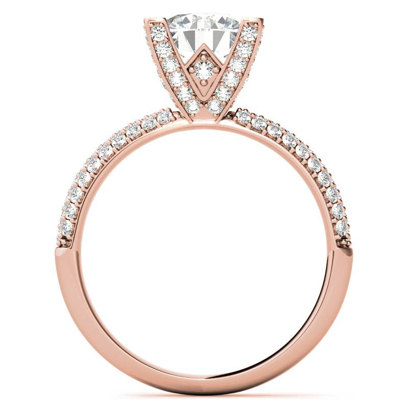 Round Pave Style Moissanite Engagement Ring