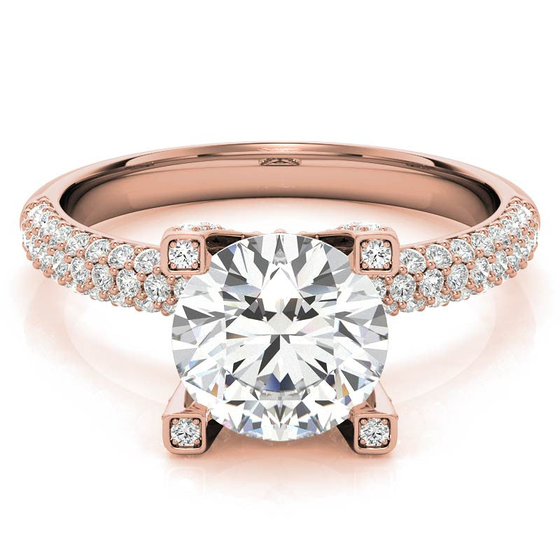 Round Pave Style Moissanite Engagement Ring