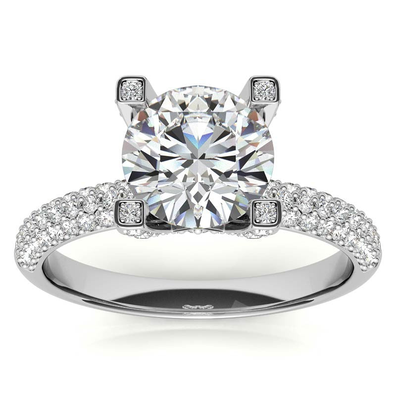 Round Pave Style Moissanite Engagement Ring