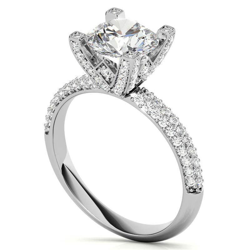 Round Pave Style Moissanite Engagement Ring