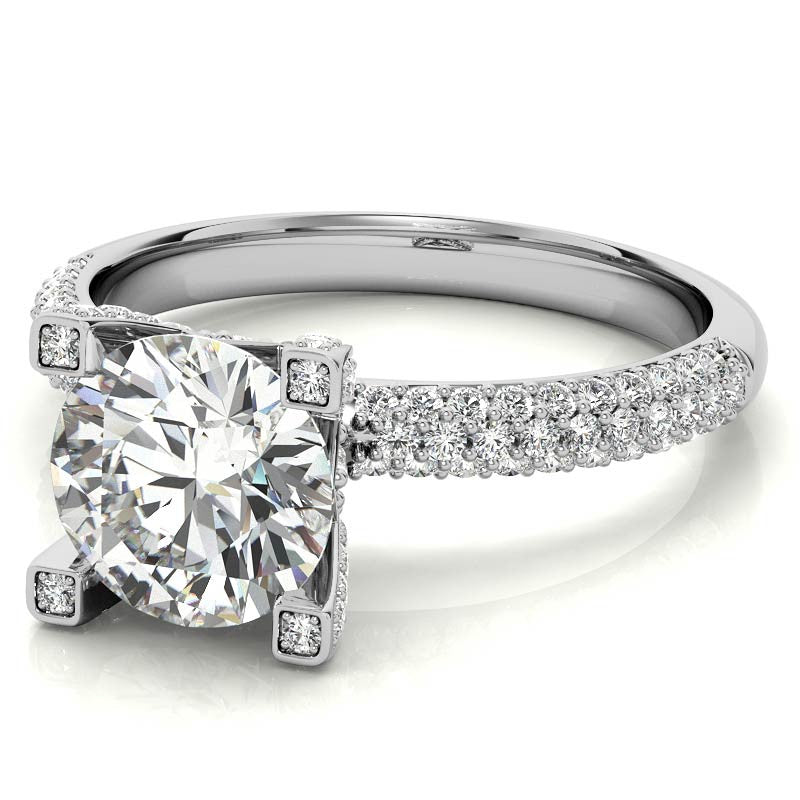 Round Pave Style Moissanite Engagement Ring