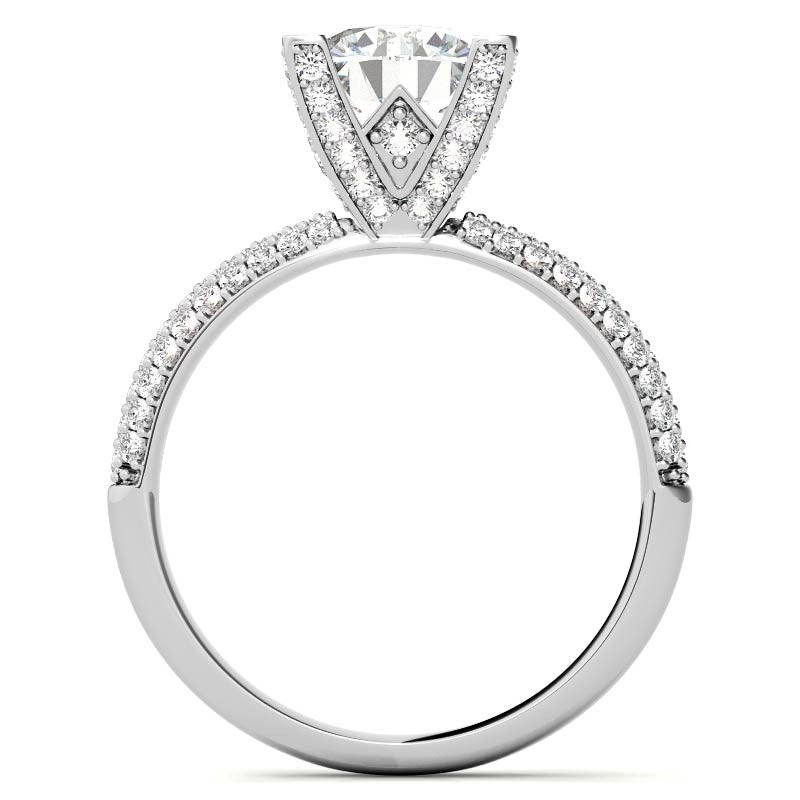 Round Pave Style Moissanite Engagement Ring