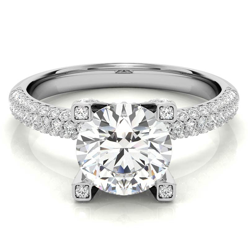 Round Pave Style Moissanite Engagement Ring