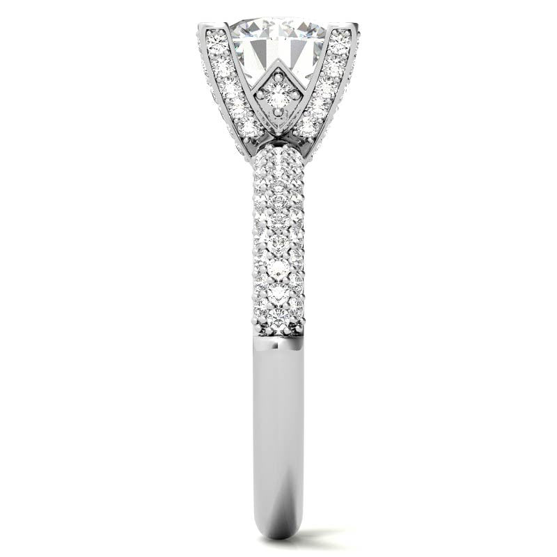 Round Pave Style Moissanite Engagement Ring