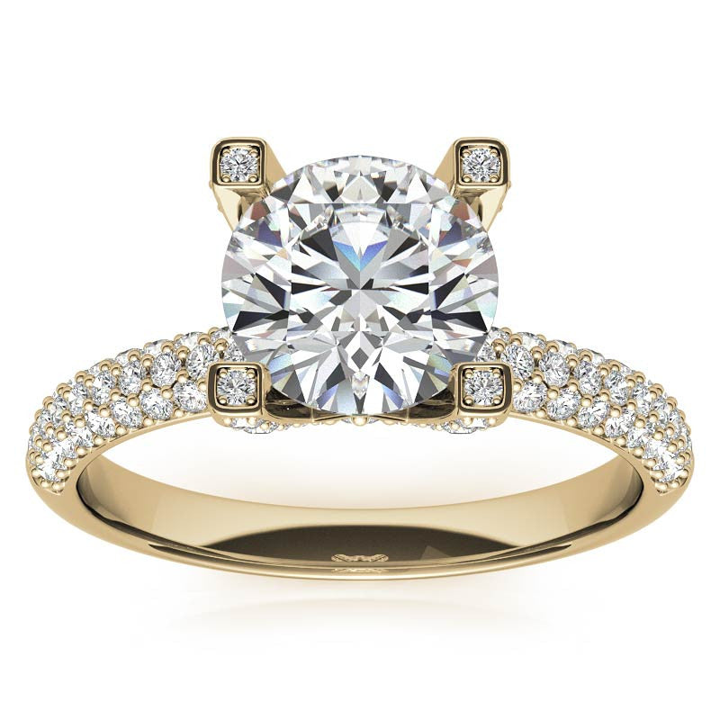 Round Pave Style Moissanite Engagement Ring