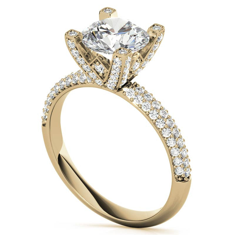 Round Pave Style Moissanite Engagement Ring