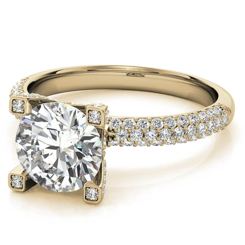 Round Pave Style Moissanite Engagement Ring