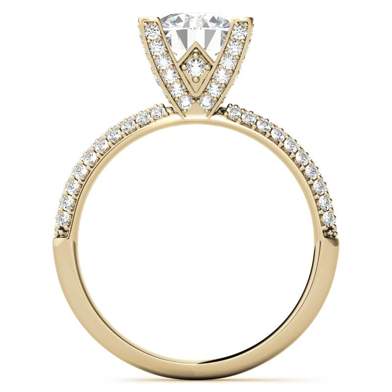Round Pave Style Moissanite Engagement Ring