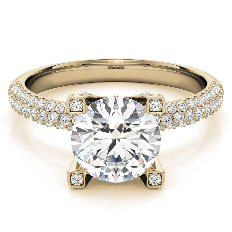 Round Pave Style Moissanite Engagement Ring