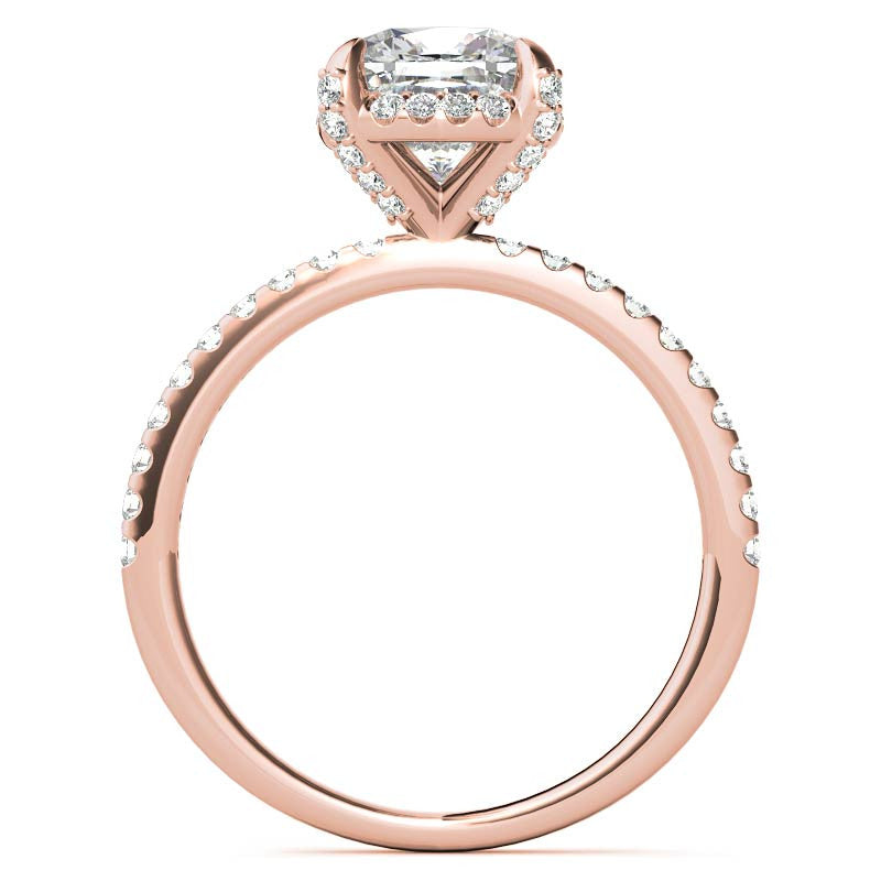 Cushion Petite Pave Style Moissanite Engagement Ring