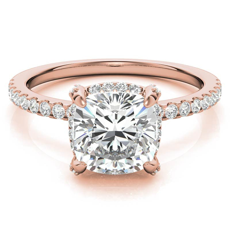 Cushion Petite Pave Style Moissanite Engagement Ring