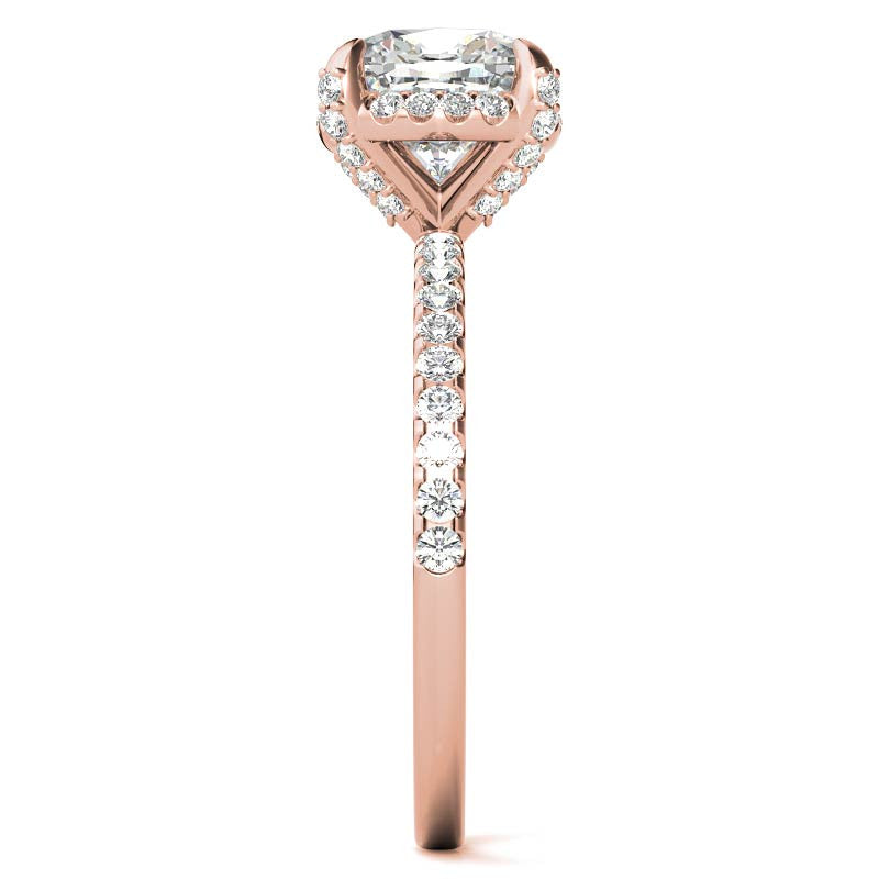 Cushion Petite Pave Style Moissanite Engagement Ring
