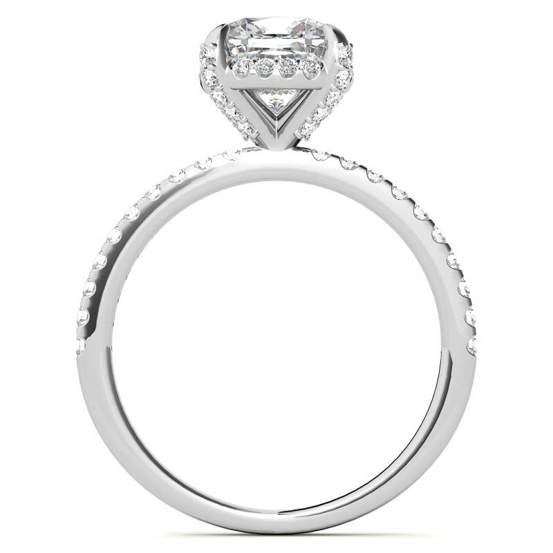 Cushion Petite Pave Style Moissanite Engagement Ring