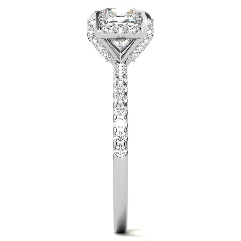 Cushion Petite Pave Style Moissanite Engagement Ring