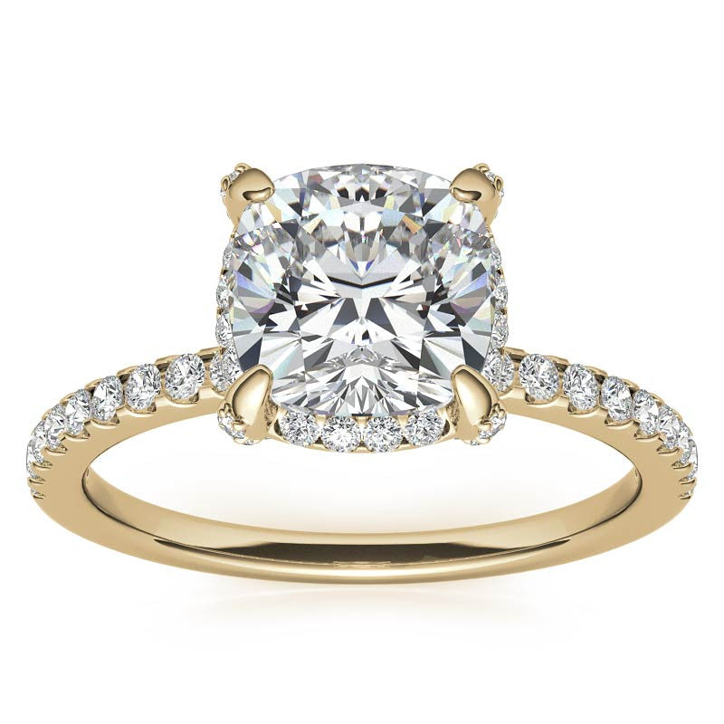 Cushion Petite Pave Style Moissanite Engagement Ring