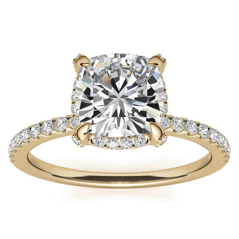 Cushion Petite Pave Style Moissanite Engagement Ring