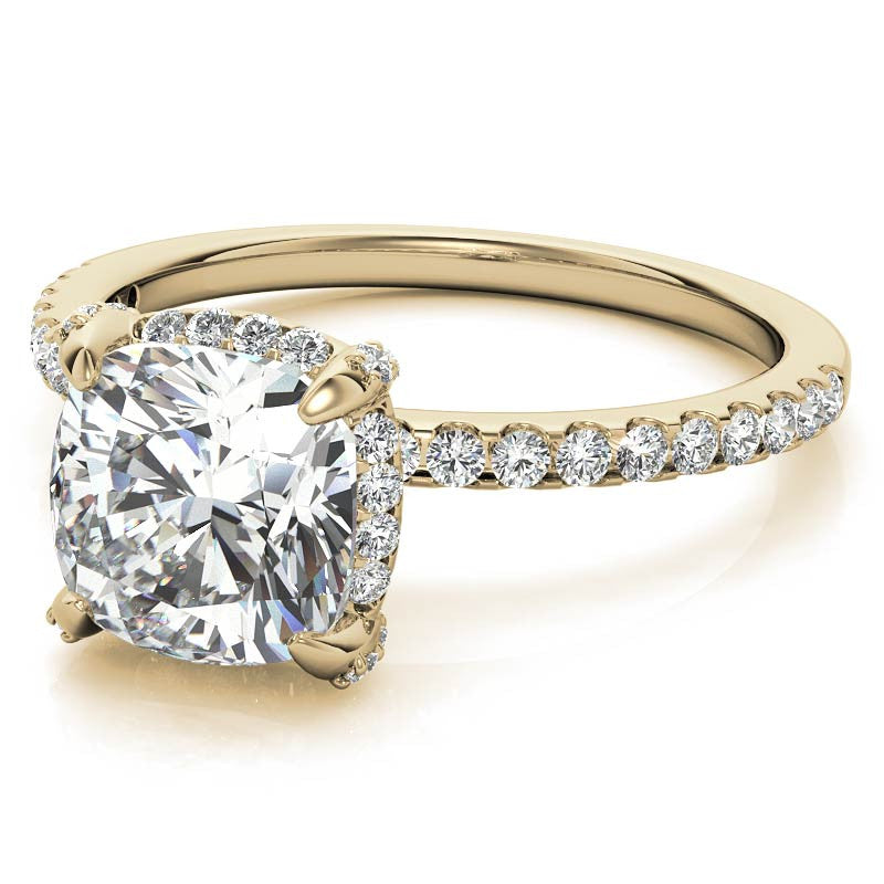 Cushion Petite Pave Style Moissanite Engagement Ring