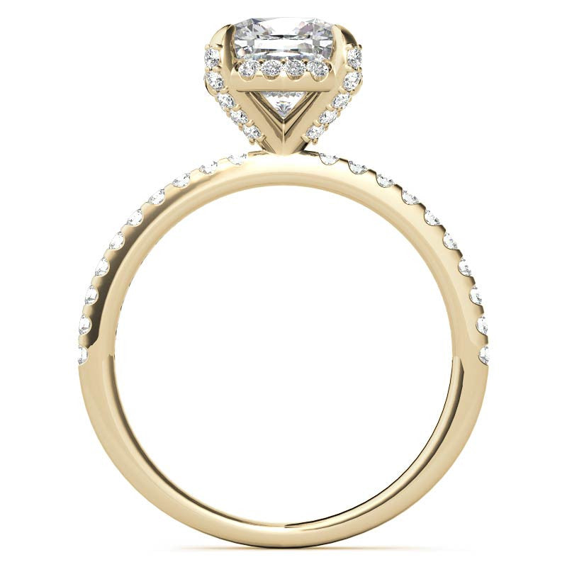 Cushion Petite Pave Style Moissanite Engagement Ring