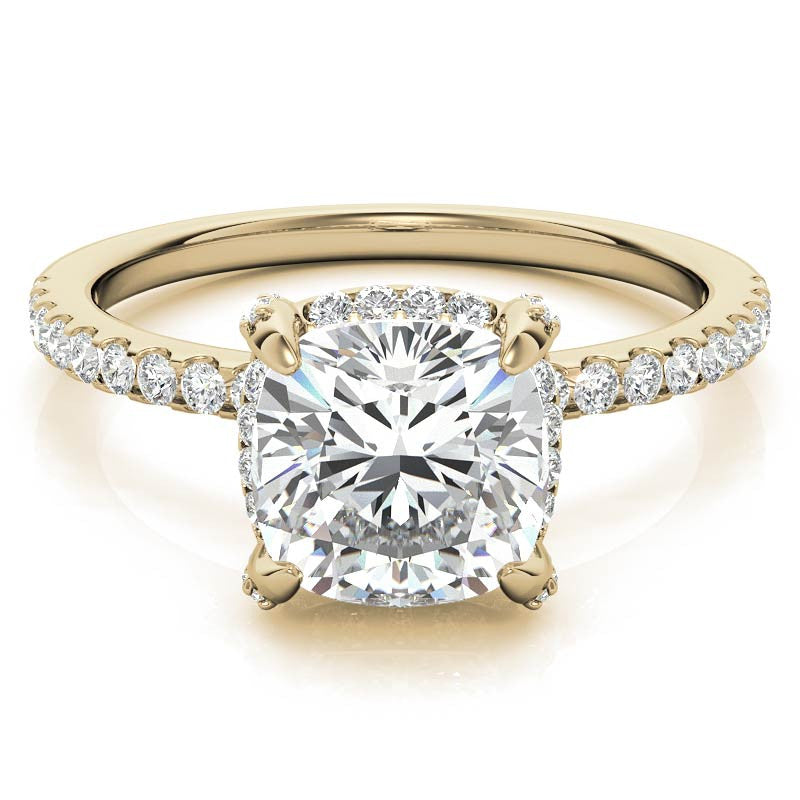 Cushion Petite Pave Style Moissanite Engagement Ring