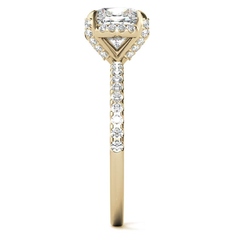 Cushion Petite Pave Style Moissanite Engagement Ring
