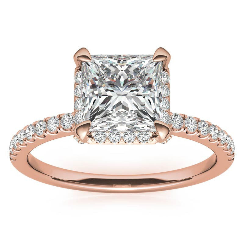 Princess Petite Pave Style Moissanite Engagement Ring