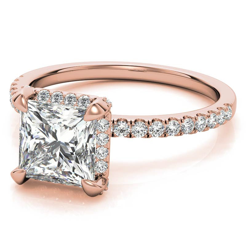 Princess Petite Pave Style Moissanite Engagement Ring