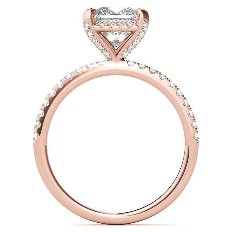 Princess Petite Pave Style Moissanite Engagement Ring