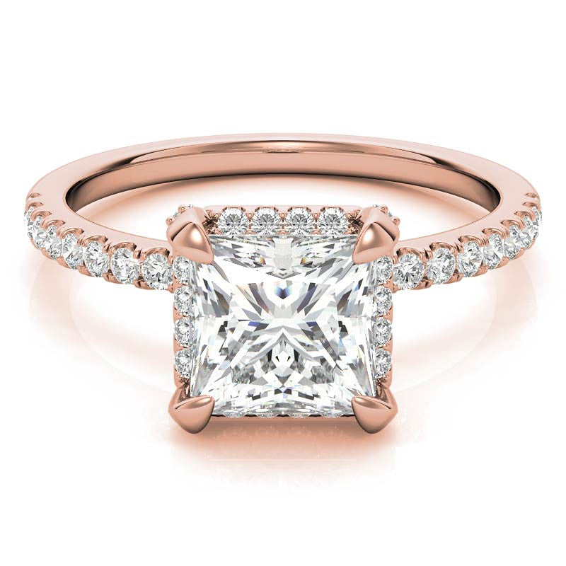 Princess Petite Pave Style Moissanite Engagement Ring
