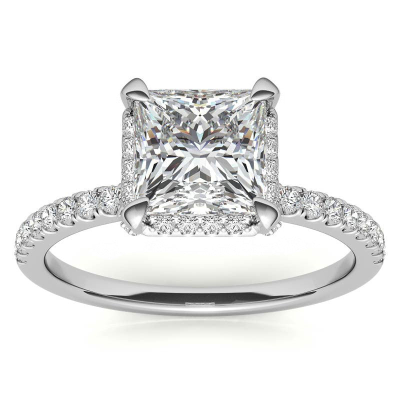 Princess Petite Pave Style Moissanite Engagement Ring