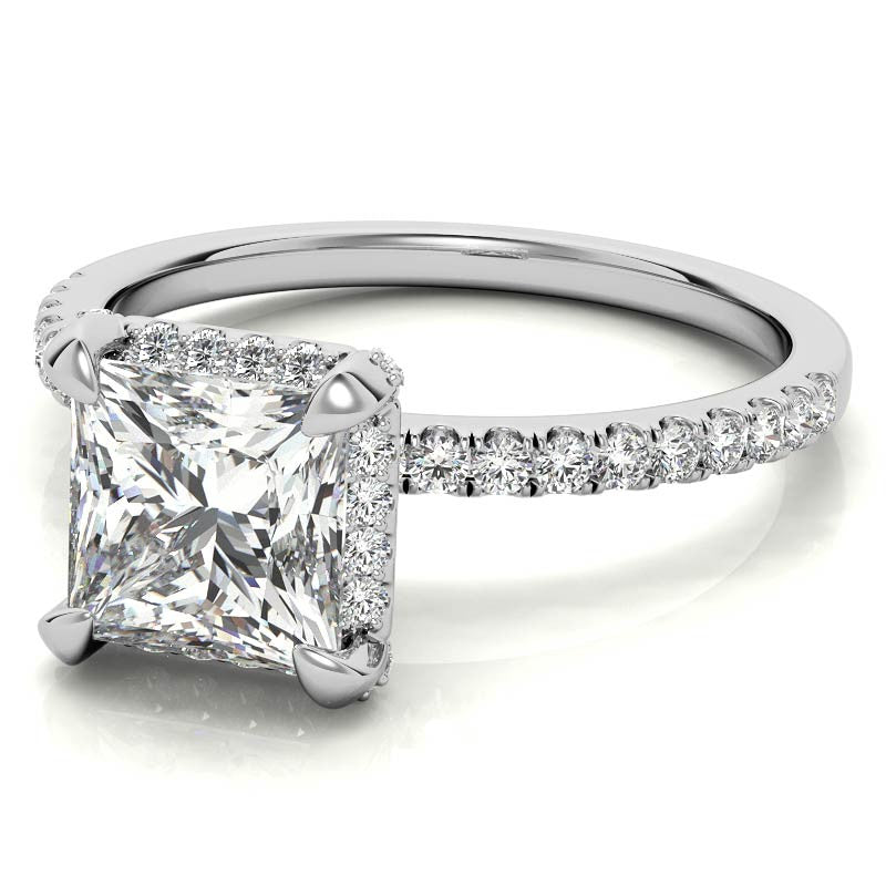 Princess Petite Pave Style Moissanite Engagement Ring