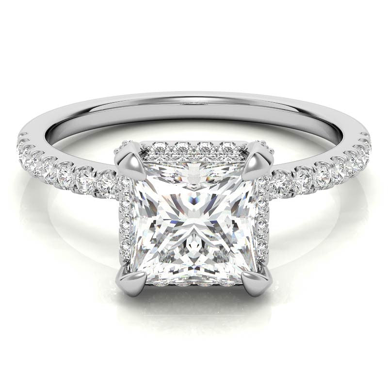 Princess Petite Pave Style Moissanite Engagement Ring