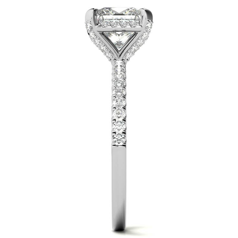 Princess Petite Pave Style Moissanite Engagement Ring