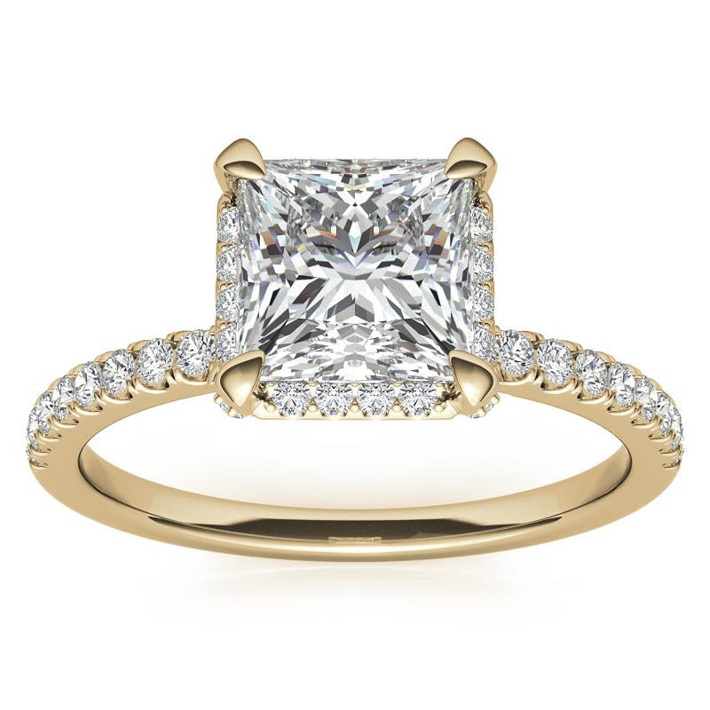 Princess Petite Pave Style Moissanite Engagement Ring