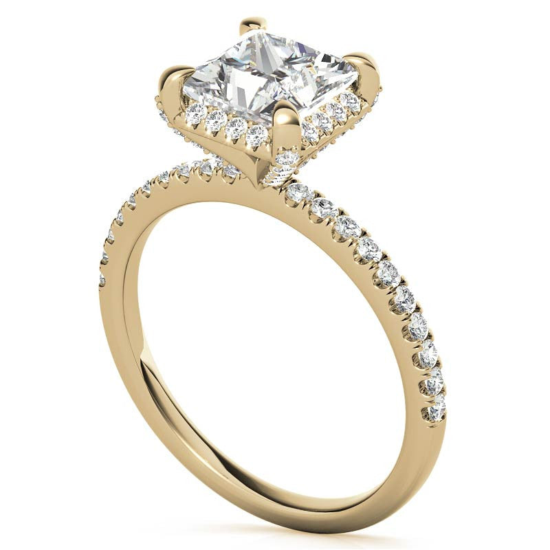 Princess Petite Pave Style Moissanite Engagement Ring