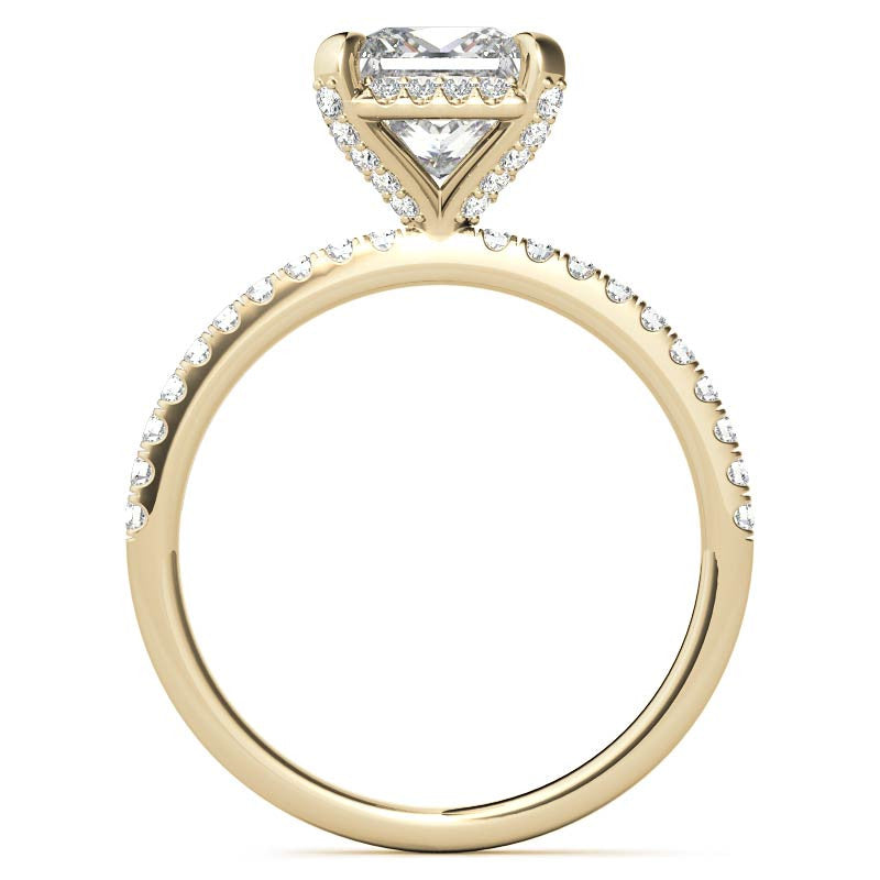 Princess Petite Pave Style Moissanite Engagement Ring